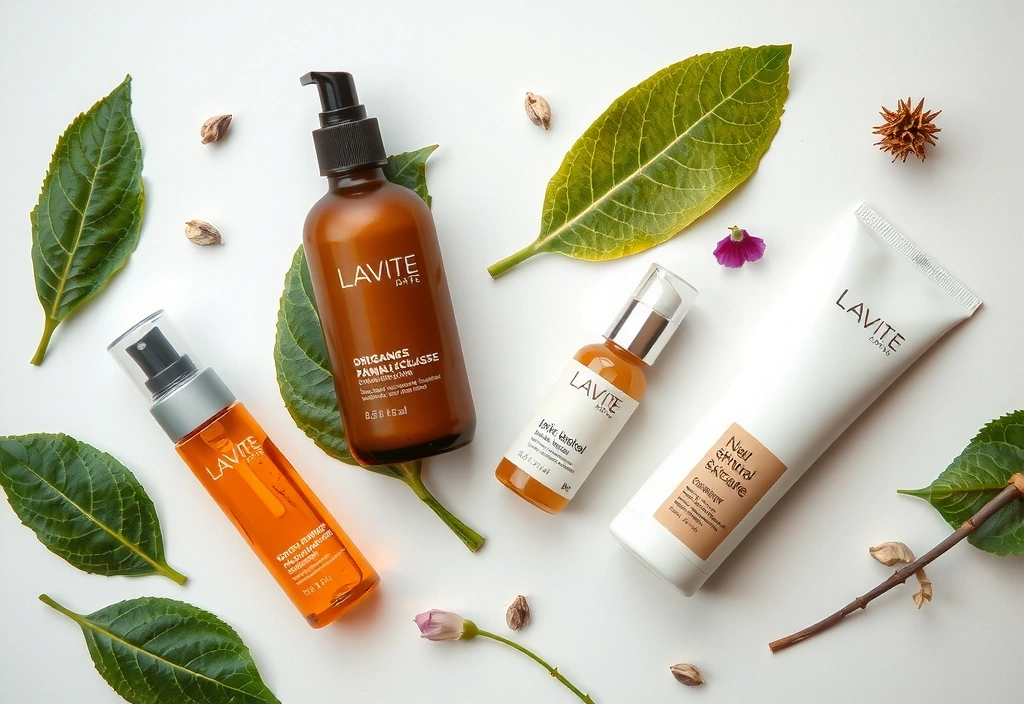 Natural skincare collection with botanical ingredients